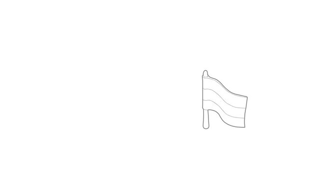 Flag icon animation best outline object on white background