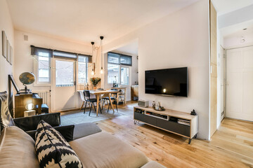 Elegant and spacious living room with beautiful furniture