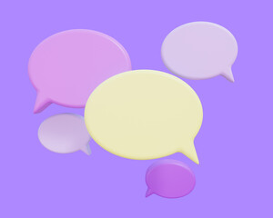 3d speech bubbles illustration. Chat message information clouds composition. 3d render banner