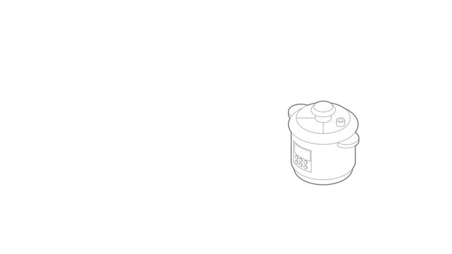 Multi cooker icon animation best outline object on white background