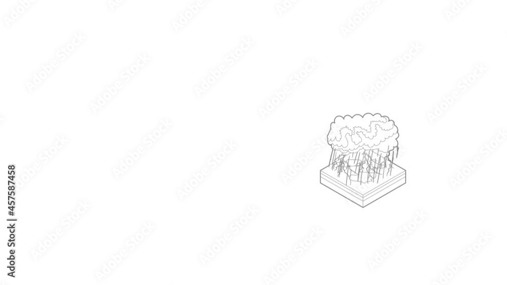 Poster thunderstorm icon animation best outline object on white background