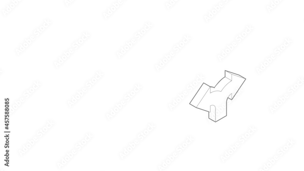 Poster two way direction arrow icon animation best outline object on white background