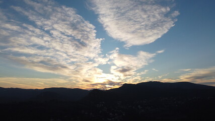 fotografia aerea nubes,paisaje,atardecer en torrelles de llobregat,catalunya