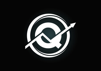 Initial Q monogram alphabet symbol design incorporated with the arrow. Financial or success logo concept. Font emblem. Logo for accounting business and company identity