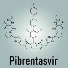 Pibrentasvir hepatitis C virus drug molecule. Skeletal formula.