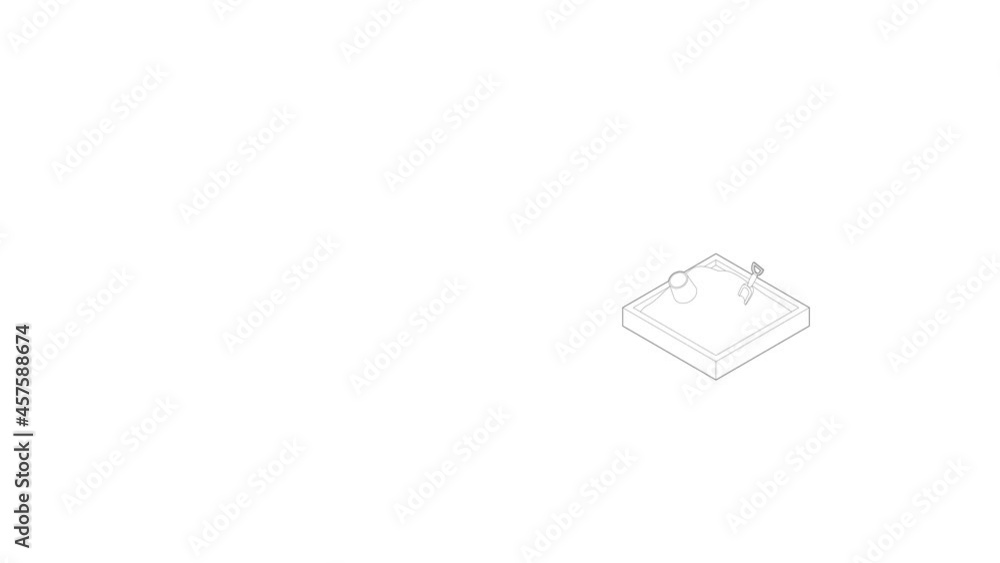 Poster Sandbox icon animation best outline object on white background