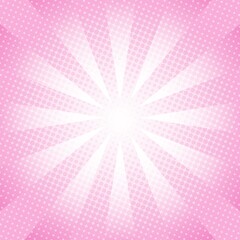 White and pink Sunburst Pattern Background. Sunburst with rays background. Vector illustration. White and pink radial background. Halftone background.