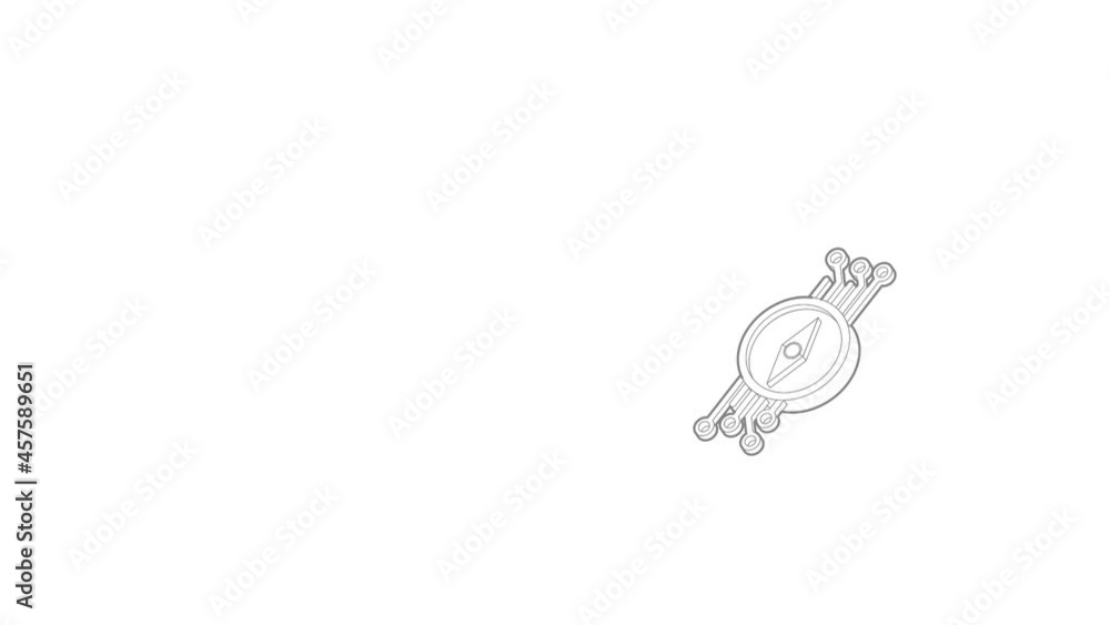 Poster compass icon animation best outline object on white background