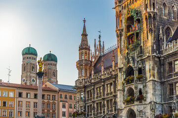 New Town Hall and Frauenkirch in Munich, Germany