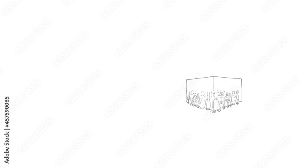 Poster people queue icon animation best outline object on white background
