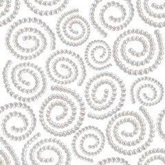 Pearl necklace spiral ornament figure seamless texture isolated on white