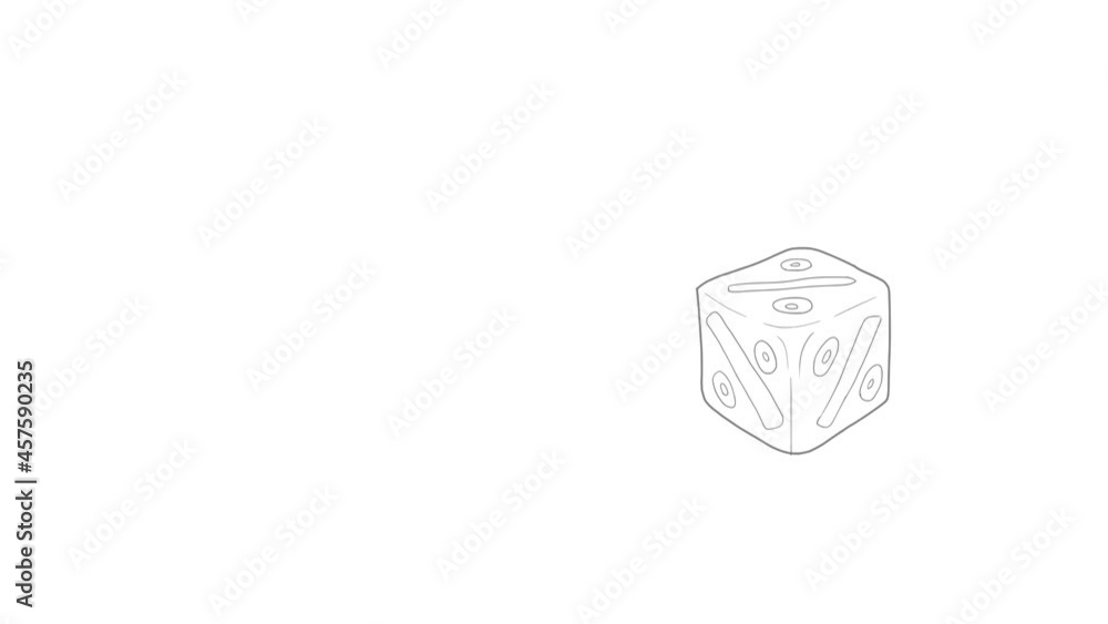 Poster cube with percent icon animation best outline object on white background