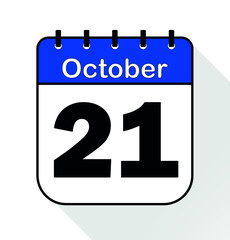 October day 21 blue - Calendar Icon - Vector Illustration
