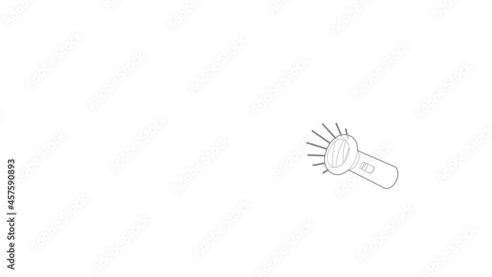 Poster flashlight icon animation best outline object on white background