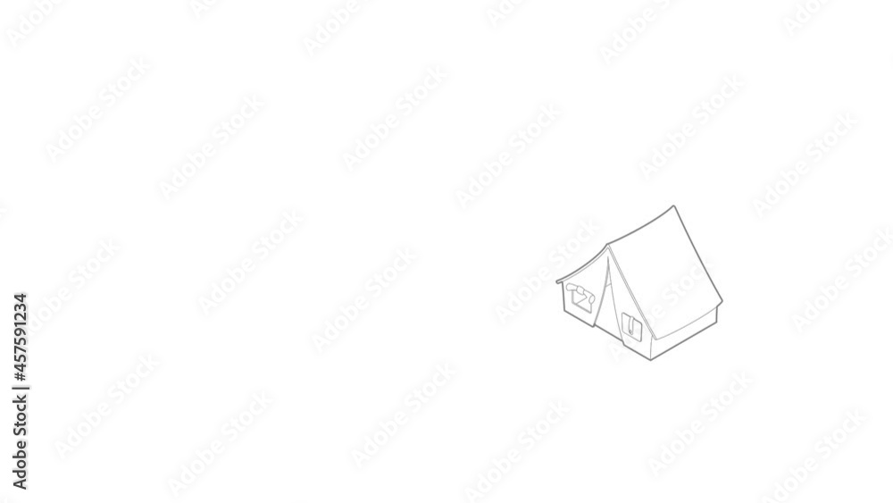 Poster tent icon animation best outline object on white background