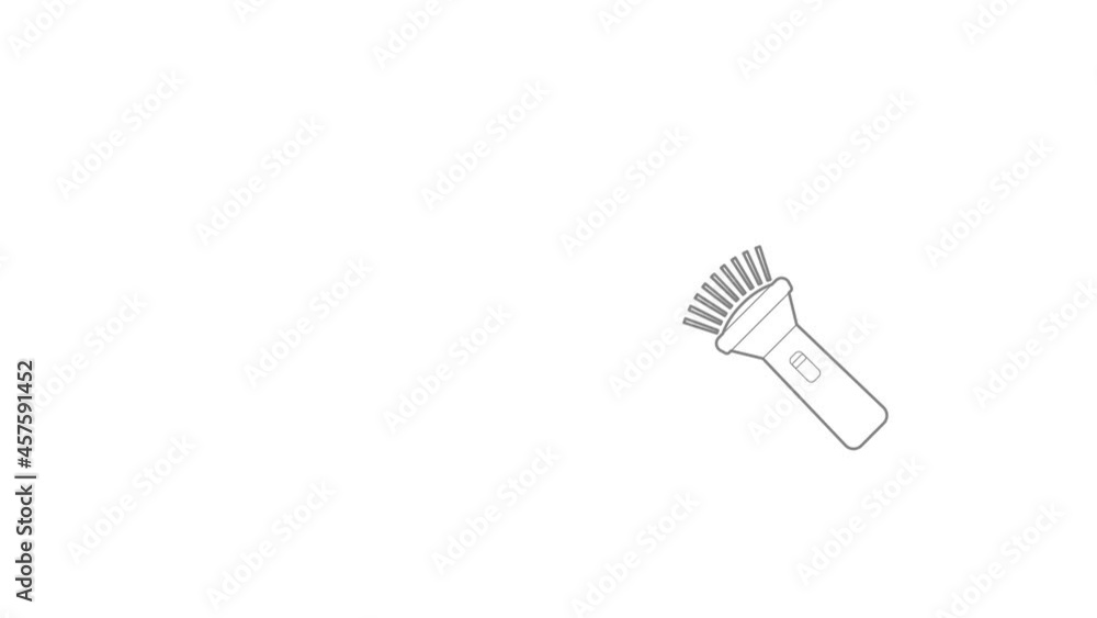 Poster burning flashlight icon animation best outline object on white background