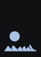 Geometric Mountains silhouette landscape art poster illustration