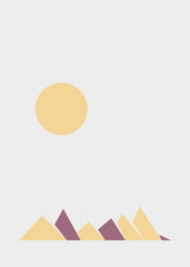 Geometric Mountains silhouette landscape art poster illustration