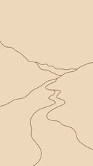 Beautiful abstract landscape, background or card template in modern colors, in popular art style