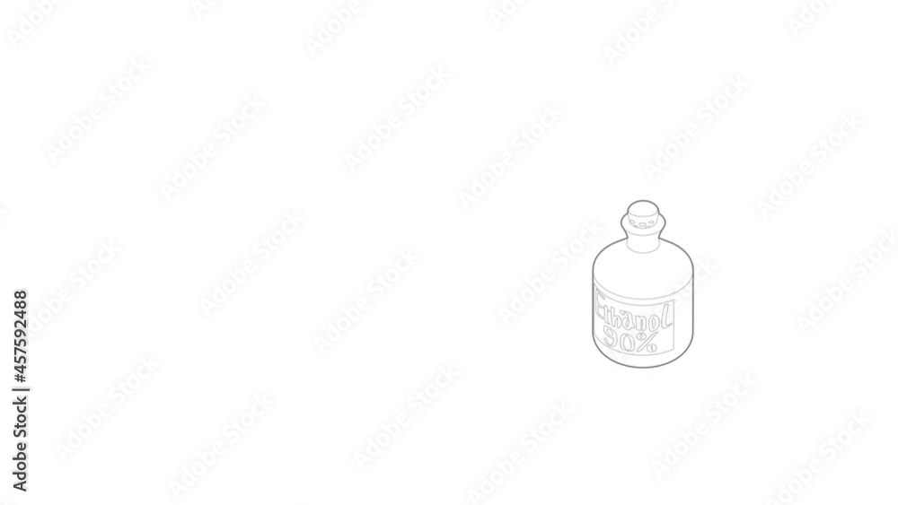 Poster ethanol in bottle icon animation best outline object on white background