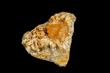 Macro Mineral Stone Sheelit on a black background