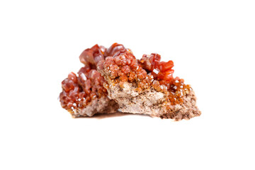 Macro mineral stone Vanadinite on a white background