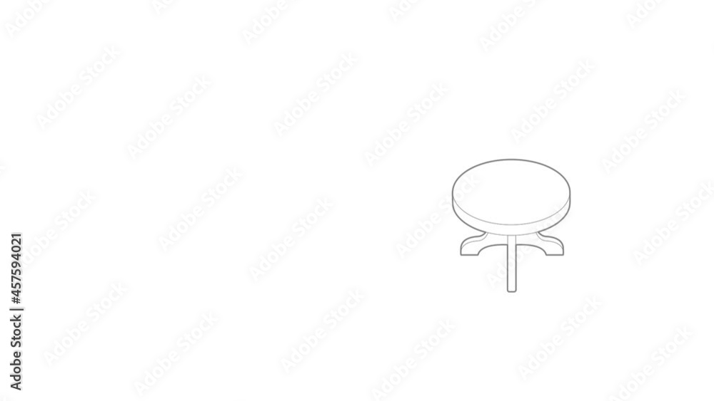 Poster round table icon animation best outline object on white background