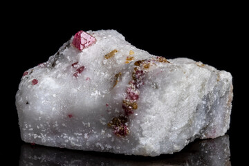 Macro mineral stone Spinel on a black background