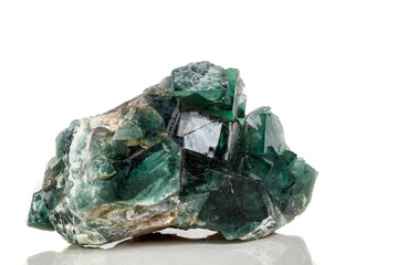 Macro mineral stone Fluorite on a white background