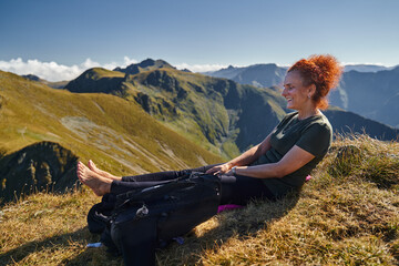 Woman hiker resting