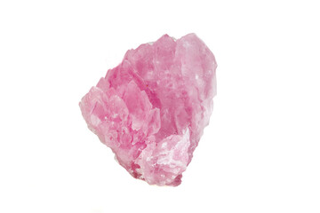 Macro mineral stone Rose quartz on white background