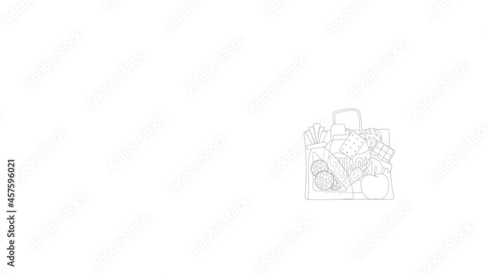 Poster bag with purchases icon animation best outline object on white background