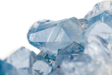 Macro mineral stone Celestine in the breed a white background