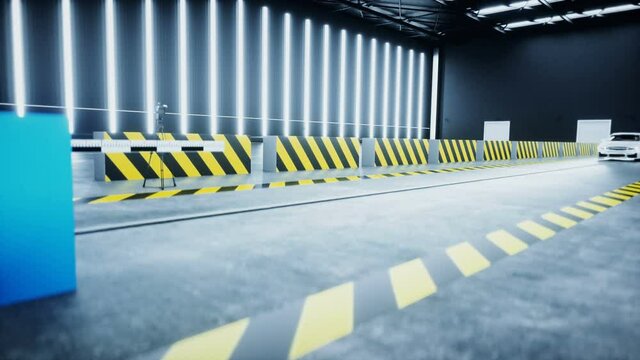 Generic 3d car crash test. Car destruction. Realistic 4k animation.