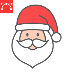 Santa Claus color line icon, holiday and christmas, santa claus vector icon, vector graphics, editable stroke filled outline sign, eps 10.