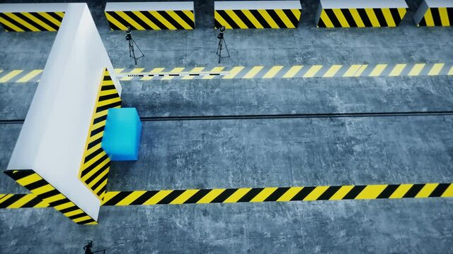 Generic 3d car crash test. Car destruction. Realistic 4k animation.