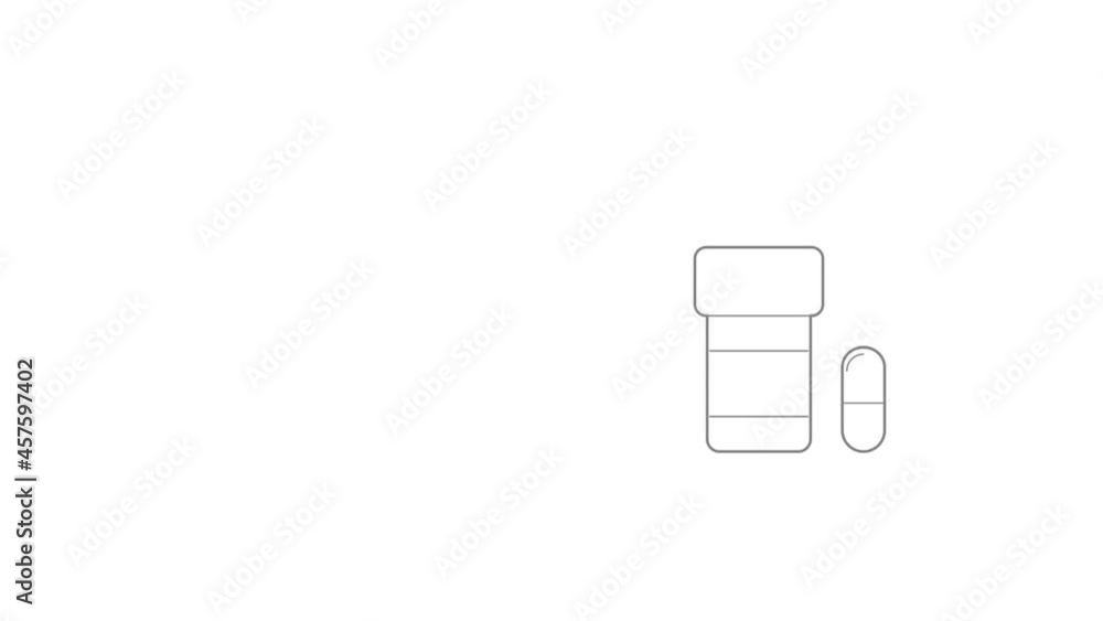 Poster pills in jar icon animation best outline object on white background