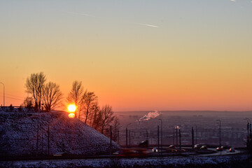 beautiful sunset in the city Nizhny Novgorod