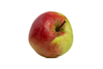 Ripe red-green apple. Harvest season. Vitamins and health from nature. Isolated on white...