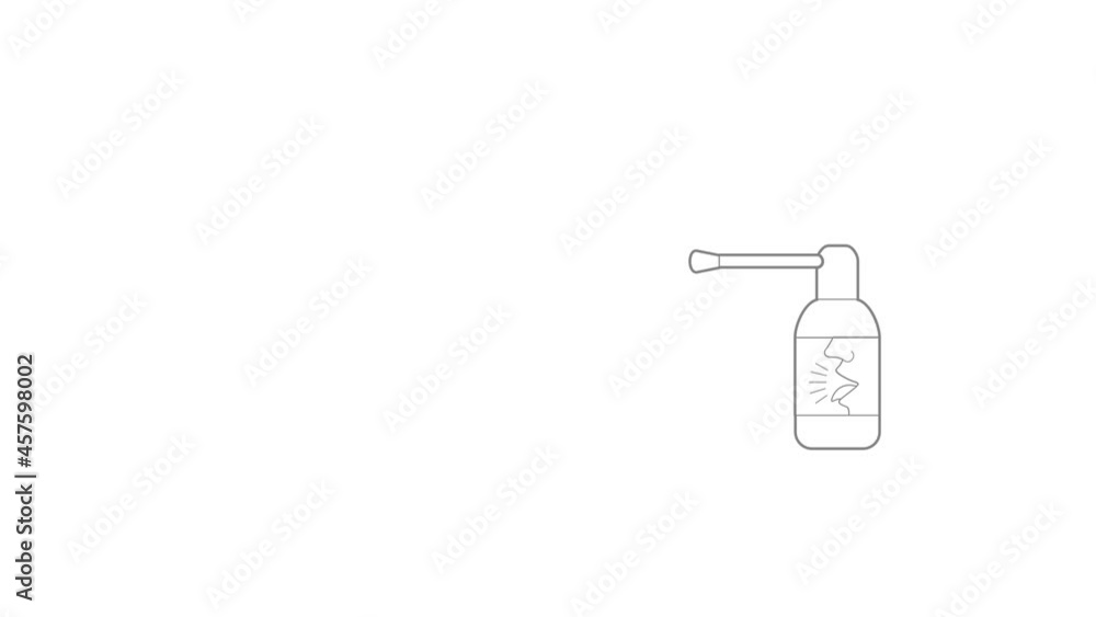 Poster spray for throat icon animation best outline object on white background