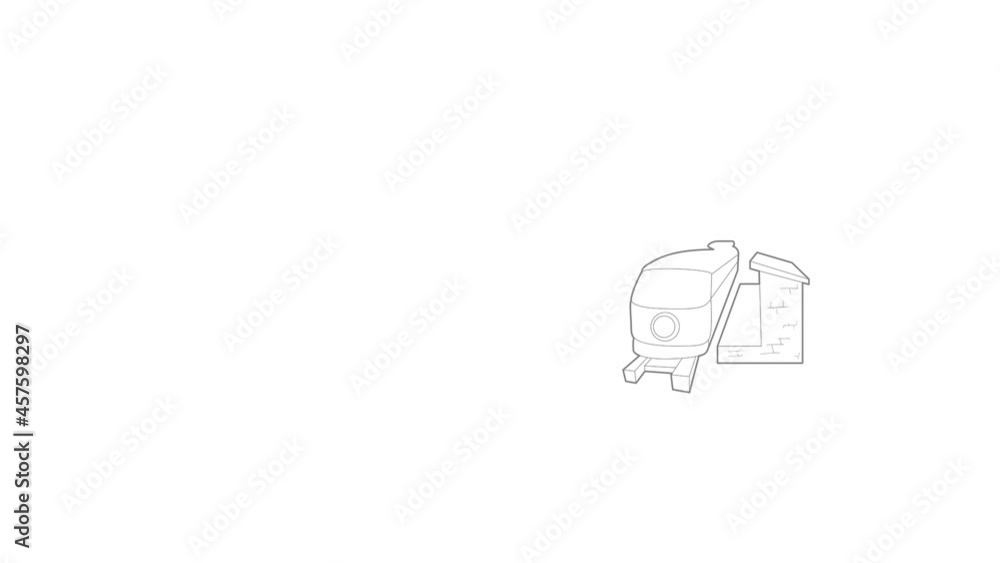 Poster train icon animation best outline object on white background