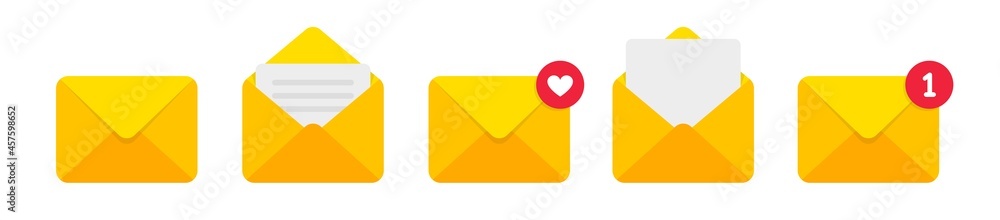 Poster letter envelope with paper document vector illustration. closed, open with a message e-mail envelope