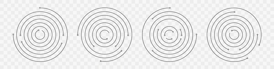 Concentric circle geometric vector elements. Circular and radial spiral. Abstract round swirl line background for your design. © Bohdan