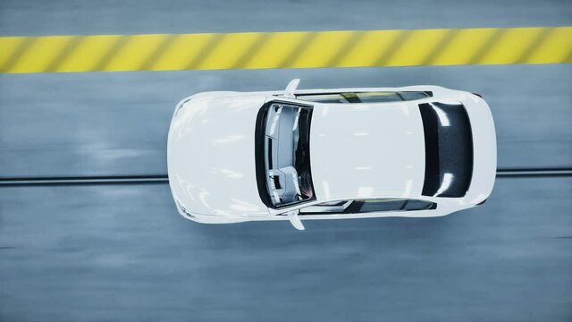 Generic 3d car crash test. Car destruction. Realistic 4k animation.