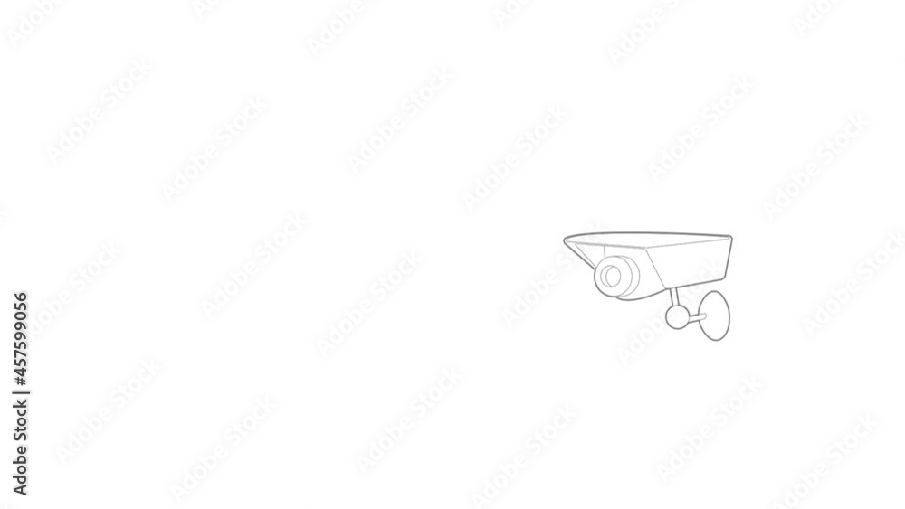 Poster security camera icon animation best outline object on white background