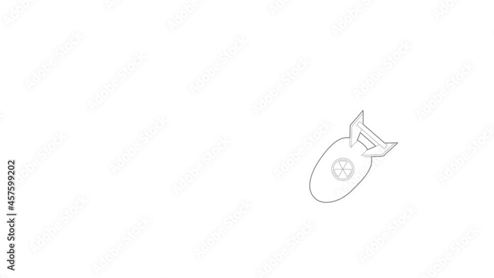 Poster atomic bomb icon animation best outline object on white background