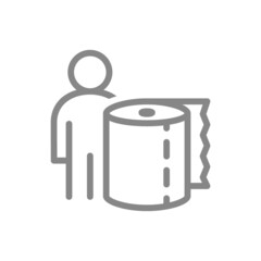 Paper towels and people line icon. Paper roll, napkins, personal hygiene, wipes for intimate hygiene symbol