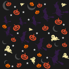 Vector Pattern with attributes of creepy, Halloween concept on a dark background, print