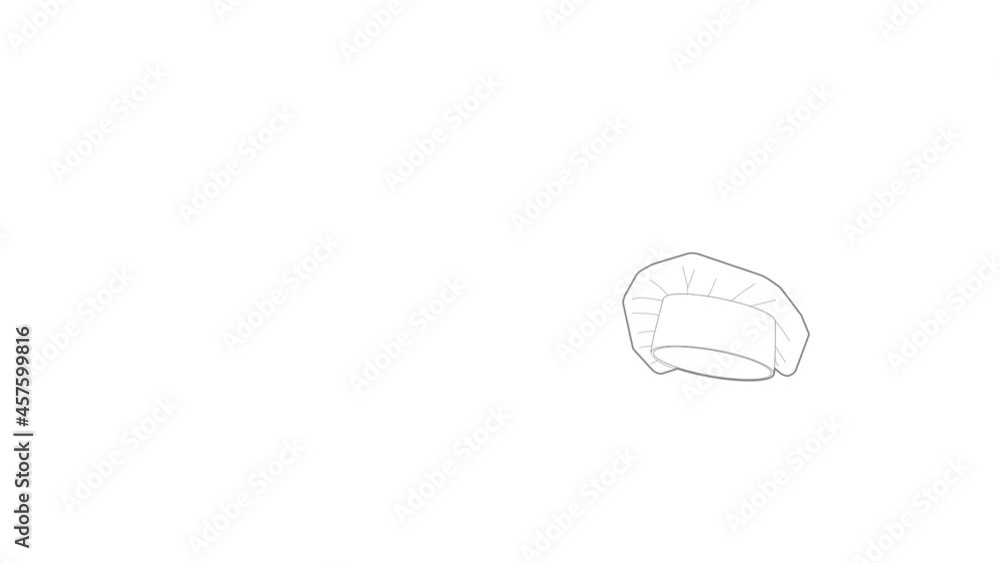 Poster chef cap icon animation best outline object on white background