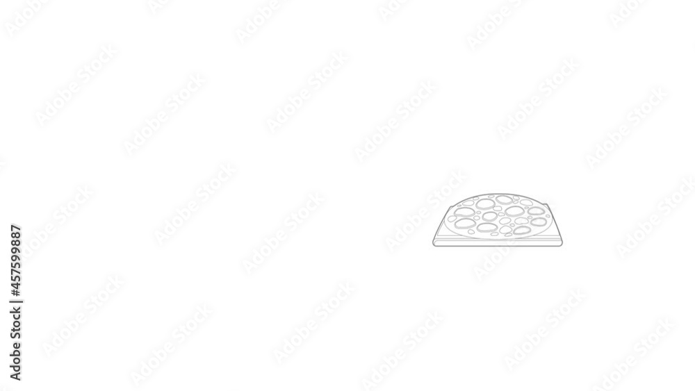 Poster pizza icon animation best outline object on white background